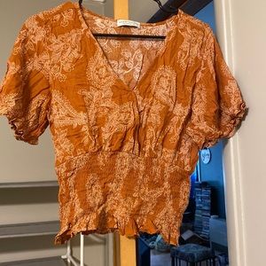 Burnt orange paisley fitted top